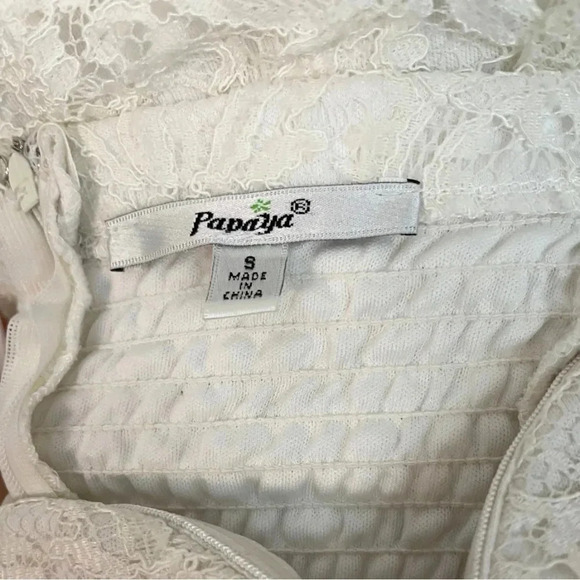 Papaya Cream Lace Strapless Dress - Size S - Elegant Fit and Flare Mini Dress - Picture 6 of 7